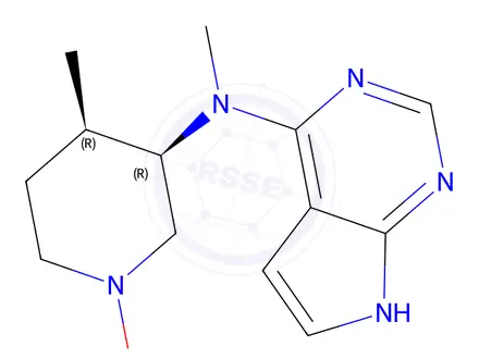 Chemical structure of (3R,4R)-4-methyl-3-(methyl(7H-pyrrolo[2,3-d]pyrimidin-4-yl)amino)piperidin-1-ol