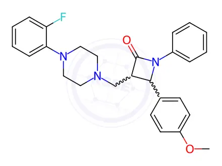 Chemical structure of 3-{[4-(2-fluorophenyl)piperazin-1-yl]methyl}-4-(4-methoxyphenyl)-1-phenylazetidin-2-one