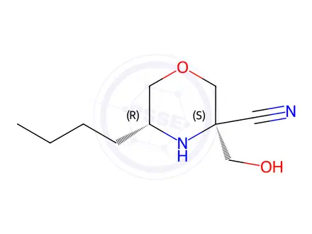Chemical structure of rac-(3R,5S)-5-Butyl-3-(hydroxymethyl)morpholine-3-carbonitrile