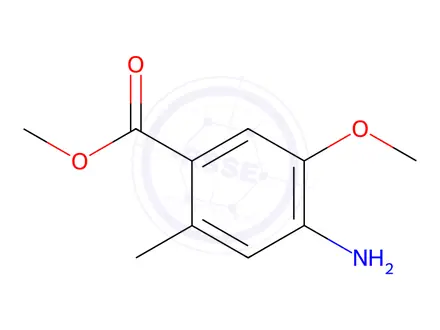 Chemical structure of Benzoic acid, 4-amino-5-methoxy-2-methyl-, methyl ester