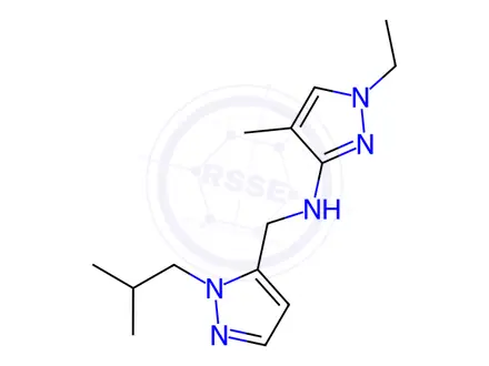 Chemical structure of 1-ethyl-N-[(1-isobutyl-1H-pyrazol-5-yl)methyl]-4-methyl-1H-pyrazol-3-amine