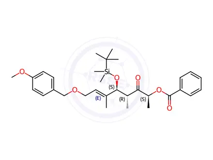 Chemical structure of 6-Octen-3-one, 2-(benzoyloxy)-5-[[(1,1-dimethylethyl)dimethylsilyl]oxy]-8-[(4-methoxyphenyl)methoxy]-4,6-dimethyl-, (2S,4R,5S,6E)-