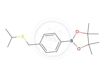 Chemical structure of 2-(4-((Isopropylthio)methyl)phenyl)-4,4,5,5-tetramethyl-1,3,2-dioxaborolane