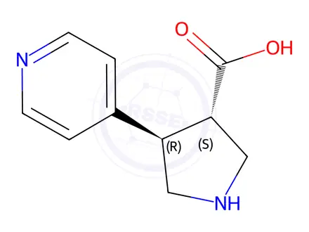Chemical structure of (+/-)-trans-4-(4-Pyridinyl)pyrrolidine-3-carboxylic Acid Dihydrochloride