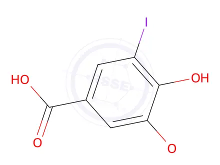 Chemical structure of 4-Hydroxy-3-iodo-5-methoxybenzoic acid