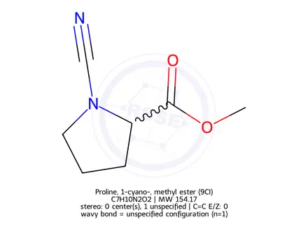 Chemical structure of Proline, 1-cyano-, methyl ester (9CI)