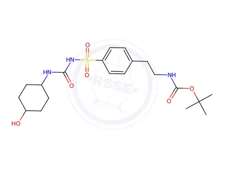 Chemical structure of 1-[4-(2-N-Boc-2-aminoethylphenyl)sulfonyl]-3-(trans-4-hydroxycyclohexyl)urea