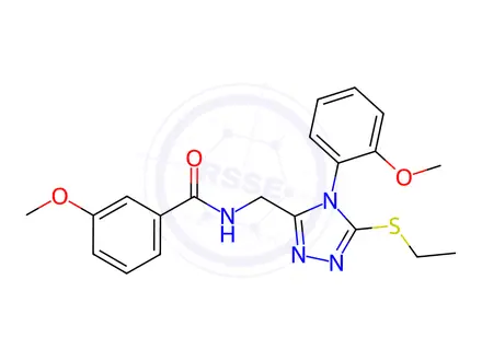 Chemical structure of N-((5-(Ethylthio)-4-(2-methoxyphenyl)-4H-1,2,4-triazol-3-yl)methyl)-3-methoxybenzamide