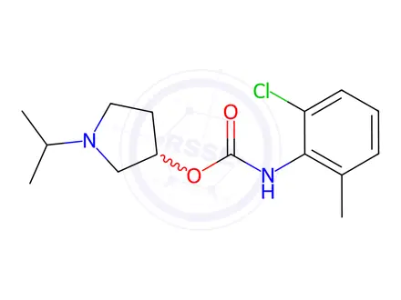 Chemical structure of N-(2-Chloro-6-methylphenyl)carbamic acid 1-isopropyl-3-pyrrolidinyl ester