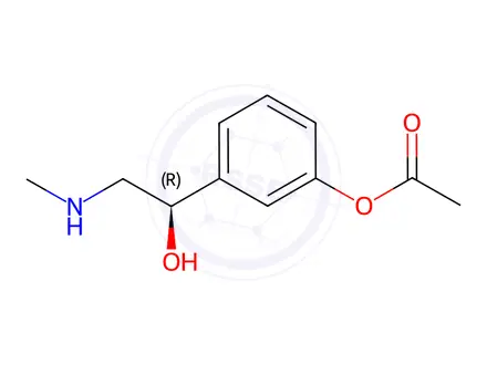 Chemical structure of (R)-3-(1-Hydroxy-2-(methylamino)ethyl)phenyl Acetate