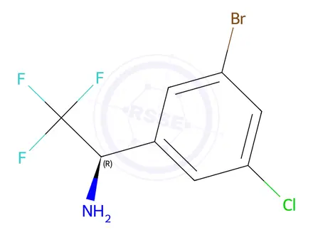 Chemical structure of (R)-1-(3-bromo-5-chlorophenyl)-2,2,2-trifluoroethan-1-amine