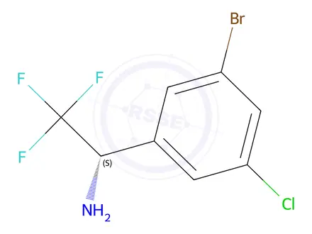 Chemical structure of (S)-1-(3-bromo-5-chlorophenyl)-2,2,2-trifluoroethan-1-amine