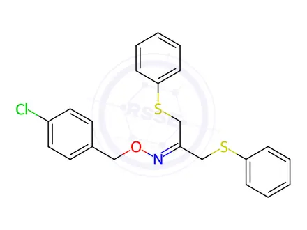 Chemical structure of 1,3-bis(phenylsulfanyl)acetone O-(4-chlorobenzyl)oxime