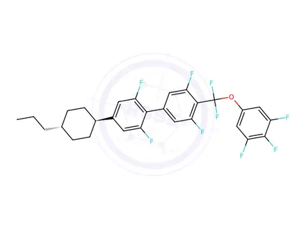 Chemical structure of 4'-(Difluoro(3,4,5-trifluorophenoxy)methyl)-2,3',5',6-tetrafluoro-4-((1s,4r)-4-propylcyclohexyl)-1,1'-biphenyl
