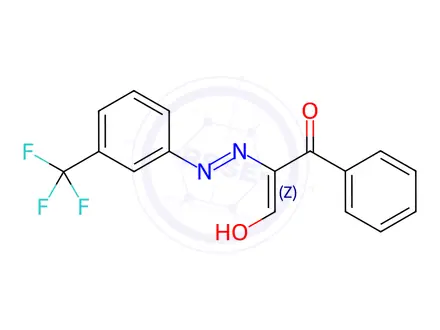 Chemical structure of 3-Oxo-3-phenyl-2-{2-[3-(trifluoromethyl)phenyl]hydrazono}propanal