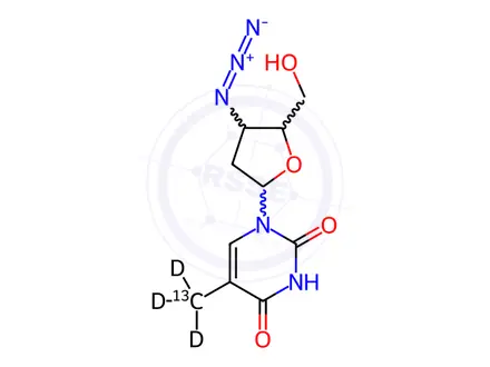 Chemical structure of Zidovudine-13C,d3