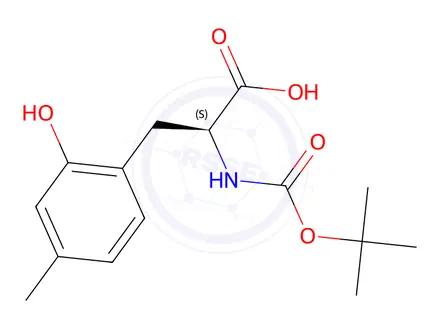 Chemical structure of (2S)-2-{[(tert-butoxy)carbonyl]amino}-3-(2-hydroxy-4-methylphenyl)propanoic acid