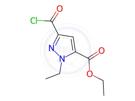 Chemical structure of ethyl 3-(chlorocarbonyl)-1-ethyl-1H-pyrazole-5-carboxylate