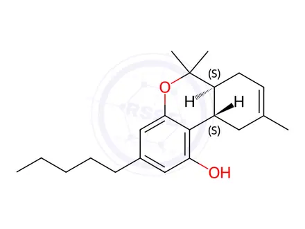 Chemical structure of [6aS,(+)]-6aα,7,10,10aβ-Tetrahydro-6,6,9-trimethyl-3-pentyl-6H-dibenzo[b,d]pyran-1-ol