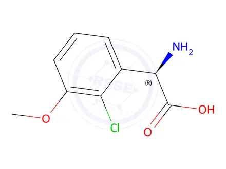 Chemical structure of (2R)-2-amino-2-(2-chloro-3-methoxyphenyl)acetic acid