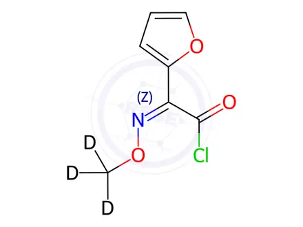 Chemical structure of α-(Methoxyimino)-2-furanacetyl-d3 Chloride