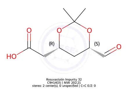 Chemical structure of 2-(4R,6S)(6-Formyl-2,2-dimethyl-[1,3]dioxan-4-yl)-acetic acid