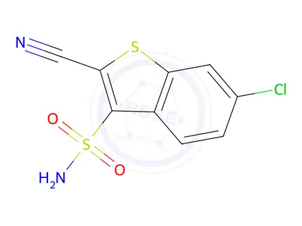 Chemical structure of 6-Chloro-2-cyanobenzo[b]thiophene-3-sulfonamide