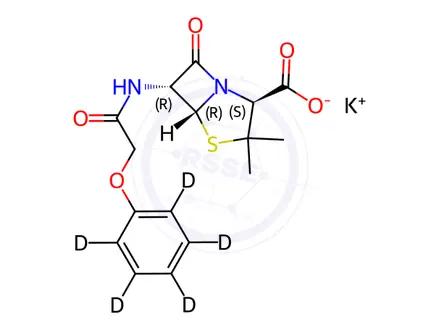 Chemical structure of Penicillin V-d5 Potassium Salt (phenyl-d5)
