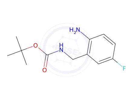 Chemical structure of Tert-butyl n-[(2-amino-5-fluorophenyl)methyl]carbamate
