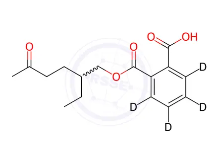 Chemical structure of rac Mono(2-ethyl-5-oxohexyl) Phthalate-d4