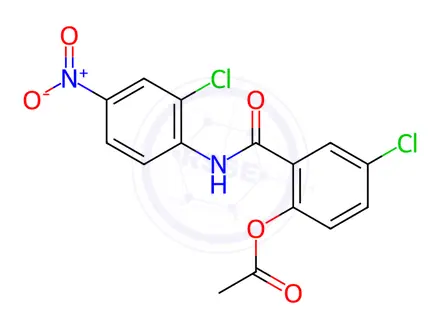 Chemical structure of Benzamide, 2-(acetyloxy)-5-chloro-N-(2-chloro-4-nitrophenyl)-