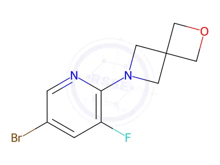 Chemical structure of 2-Oxa-6-azaspiro[3.3]heptane, 6-(5-bromo-3-fluoro-2-pyridinyl)-