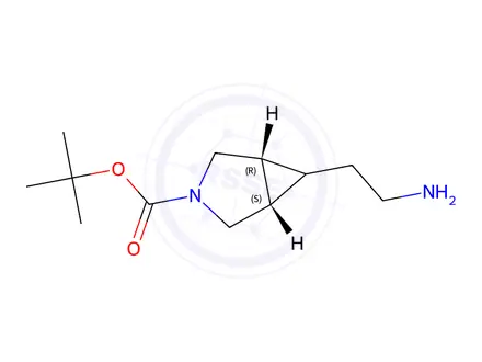 Chemical structure of (Meso-1R,5S,6S)-tert-butyl 6-(2-aminoethyl)-3-azabicyclo[3.1.0]hexane-3-carboxylate