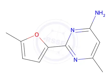 Chemical structure of 6-Methyl-2-(5-methylfuran-2-yl)pyrimidin-4-amine