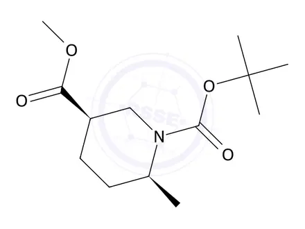 Chemical structure of 1-tert-butyl 3-methyl (3R,6S)-rel-6-methylpiperidine-1,3-dicarboxylate