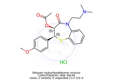 Chemical structure of Diltiazem Hydrochloride(Isomer mixture)