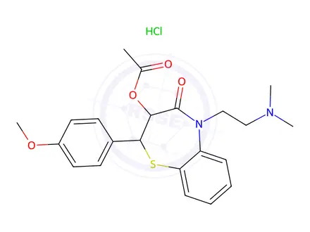 Chemical structure of 5-(2-(Dimethylamino)ethyl)-2-(4-methoxyphenyl)-4-oxo-2,3,4,5-tetrahydrobenzo[b][1,4]thiazepin-3-yl acetate hydrochloride