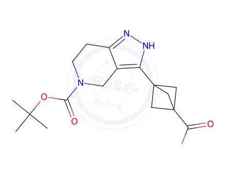 Chemical structure of 3-(5-(Tert-butoxycarbonyl)-4,5,6,7-tetrahydro-2H-pyrazolo[4,3-c]pyridin-3-yl)bicyclo[1.1.1]Pentane-1-carboxylic acid