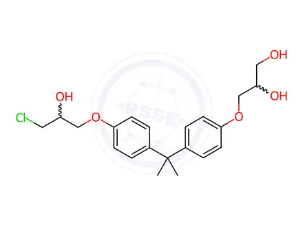 Chemical structure of Bisphenol A (3-chloro-2-hydroxypropyl)(2,3-dihydroxypropyl) ether