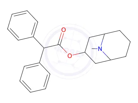 Chemical structure of Diphenylacetic acid 9-methyl-9-azabicyclo[3.3.1]nonan-3β-yl ester