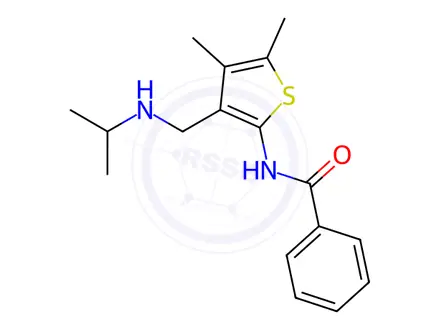 Chemical structure of N-(3-((isopropylamino)methyl)-4,5-dimethylthiophen-2-yl)benzamide