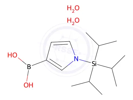 Chemical structure of (1-triisopropylsilylpyrrol-3-yl)boronic acid;dihydrate