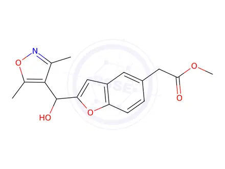 Chemical structure of Methyl 2-(2-((3,5-dimethylisoxazol-4-yl)(hydroxy)methyl)benzofuran-5-yl)acetate