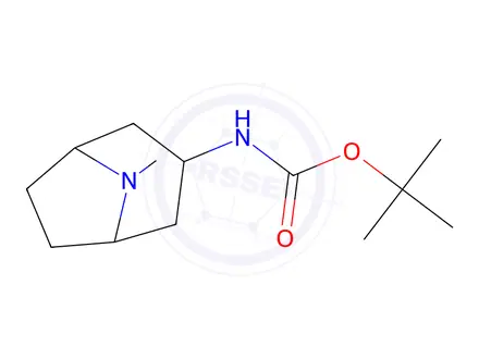 Chemical structure of Carbamic acid, N-(8-methyl-8-azabicyclo[3.2.1]oct-3-yl)-, 1,1-dimethylethyl ester