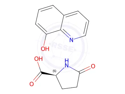 Chemical structure of 5-oxo-L-proline, compound with quinolin-8-ol (1:1)