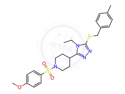 Chemical structure of 4-(4-Ethyl-5-{[(4-methylphenyl)methyl]sulfanyl}-4H-1,2,4-triazol-3-yl)-1-(4-methoxybenzenesulfonyl)piperidine