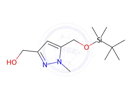 Chemical structure of (5-(((tert-Butyldimethylsilyl)oxy)methyl)-1-methyl-1H-pyrazol-3-yl)methanol