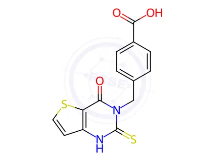 Chemical structure of 4-({4-oxo-2-sulfanylidene-1H,2H,3H,4H-thieno[3,2-d]pyrimidin-3-yl}methyl)benzoic acid