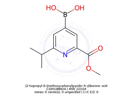 Chemical structure of (2-Isopropyl-6-(methoxycarbonyl)pyridin-4-yl)boronic acid