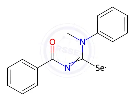 Chemical structure of N-(Methyl(phenyl)carbamoselenoyl)benzamide